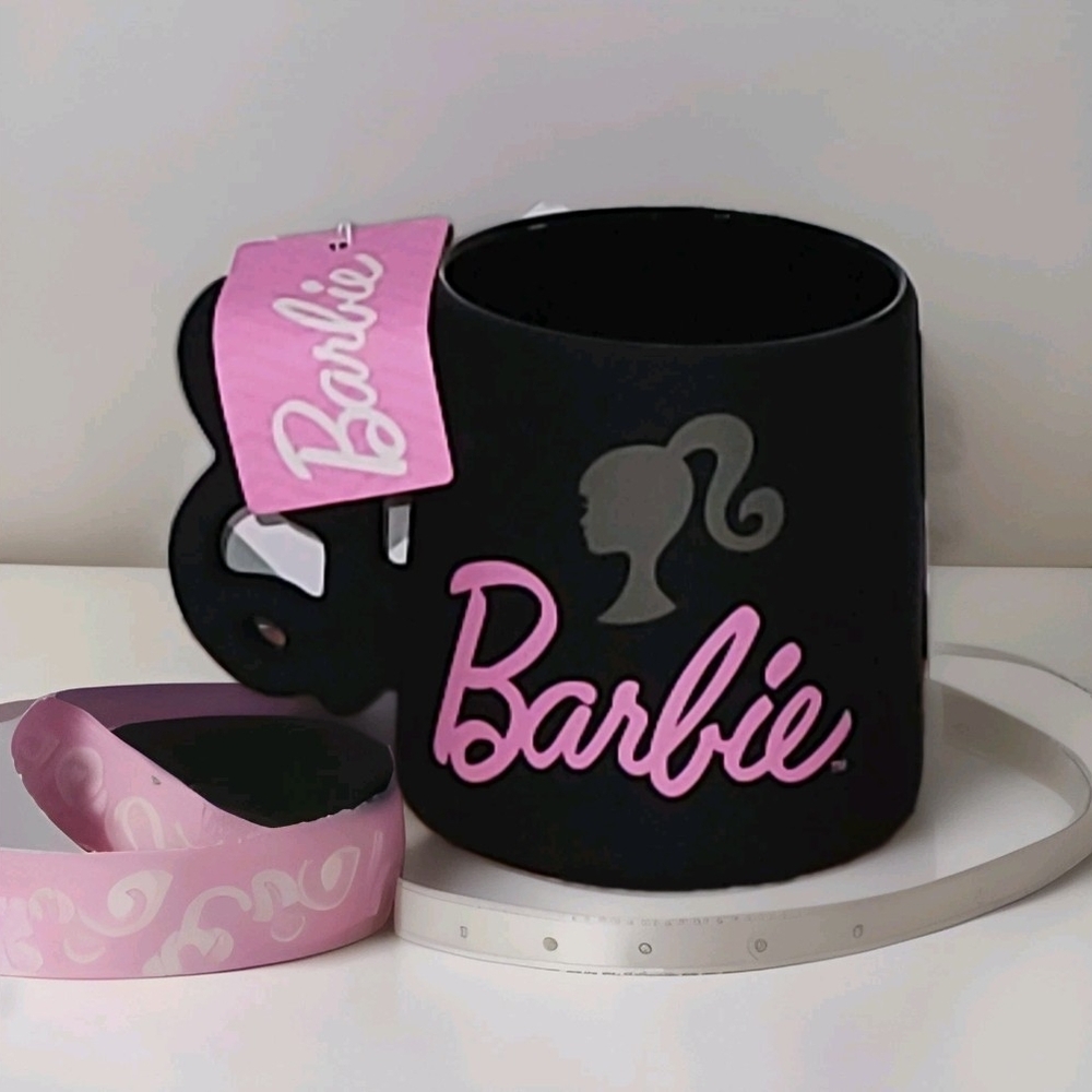 Barbie Black Soft Touch  Mug with Pink Logo